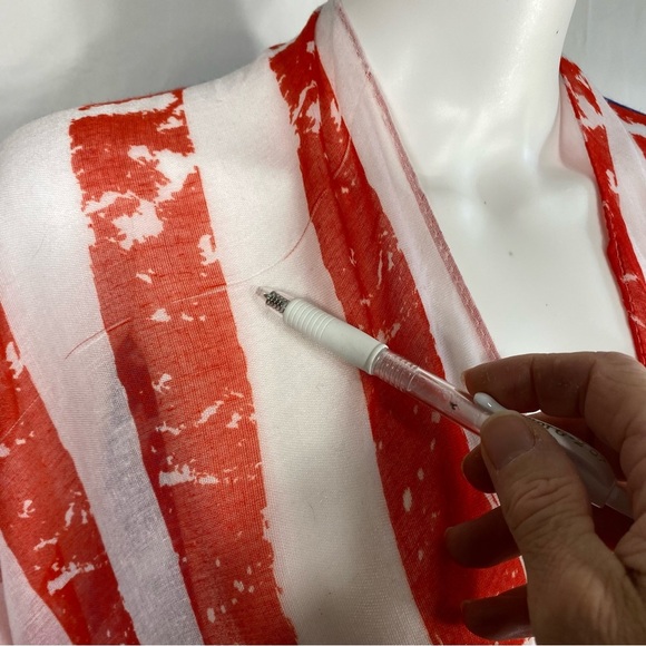 GMA Accessories Patriotic American Flag Sheer Open Front Fringed Swim Cover - Picture 3 of 6